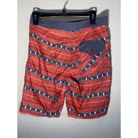 Katin USA Red Stripe Surf Swim Board Shorts Unlined Trunks Western Men 30 - Picture 6 of 9